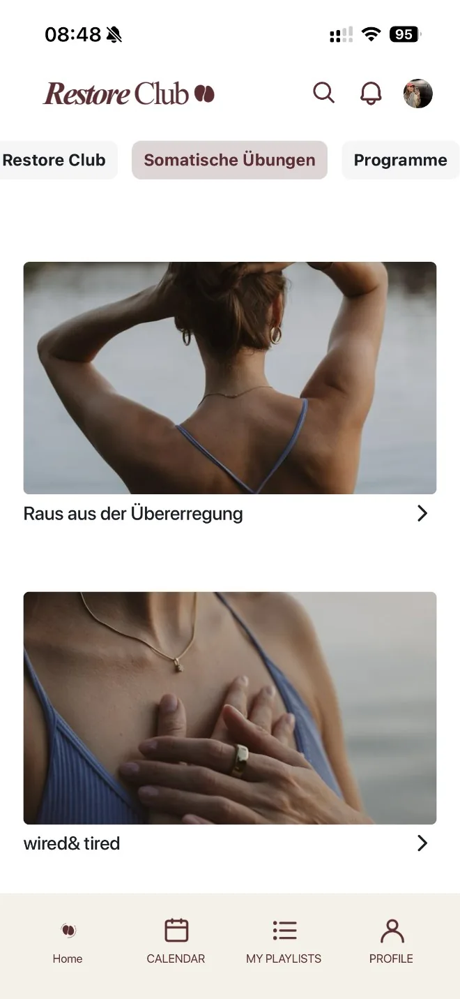 Restore Club App – Bibliothek somatischer Übungen