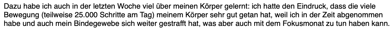 In der letzten Woche viel über meinen Körper gelernt.